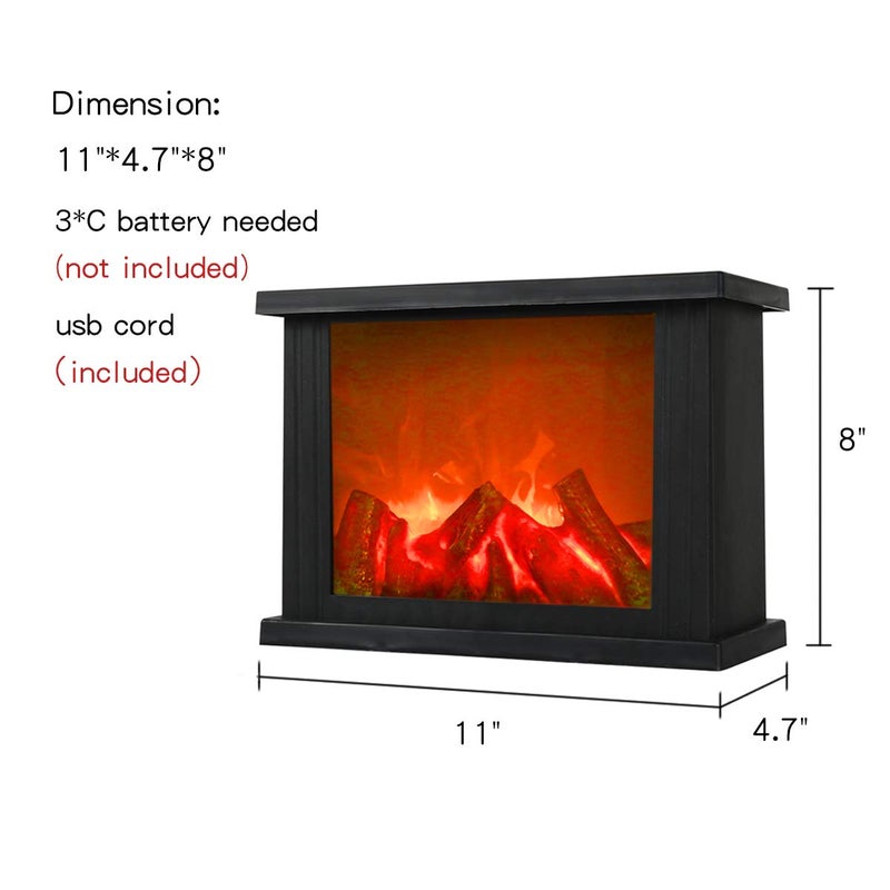 DECANIT 11x4.7x8 Inch Fireplace Lanterns Decorative Flameless Portable Led Lantern Battery Operated and USB Operated 6 Hours Timer Included Indoor/Outdoor(No Heater Function) - Image 2